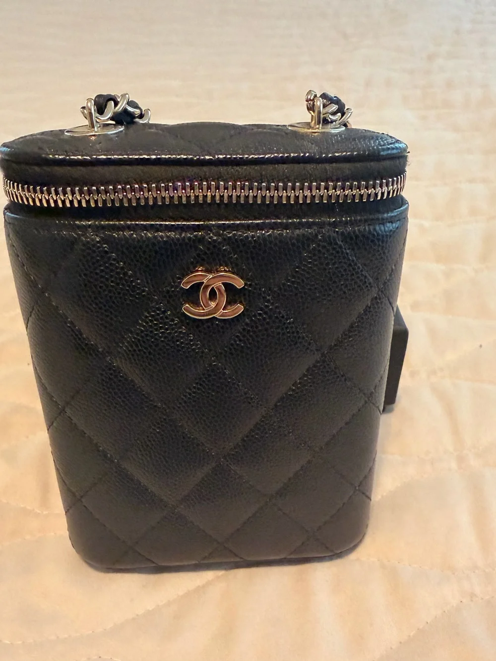 CHANEL Vertical Vanity in Black Caviar Leather with Gold Hardware